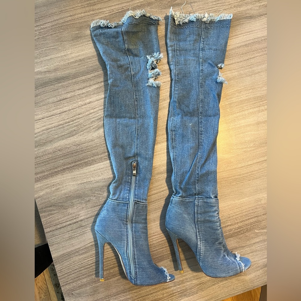 Thigh High Jean Boots